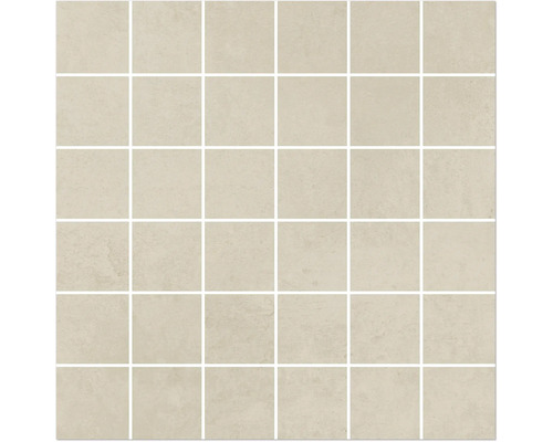Feinsteunzeugmosaik Mirava Manhattan Ivory30x30 cm matt Quadratisches Mosaik aus Keramikfliesen