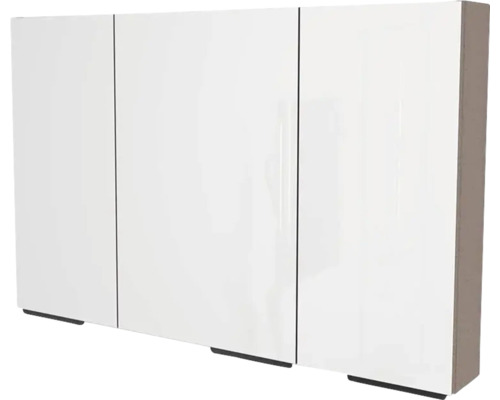 Spiegelschrank Devo Vena 2.0 3-türig 110x53x50 cm Griff schwarz Struktur stone grey Dreitüriger Bad-Hängeschrank für die Wandmontage