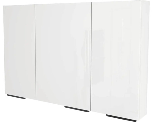 Spiegelschrank Devo Vena 2.0 3-türig 110x53x50 cm Griff schwarz arctic white Weißer Badezimmerschrank mit drei Türen