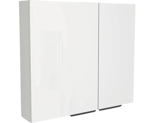 Spiegelschrank Devo Vena 2.0 2-türig 80x15x70 cm links mit Griff schwarz pearl grey Weißer Spiegelschrank mit zwei Türen für das Badezimmer