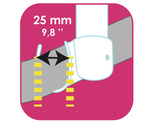 Abbildung zur Angabe der Größe von 25 mm