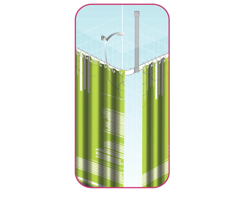 Dusche mit Duschvorhang, Duschstange und Duschkopf