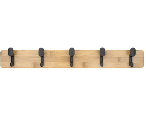 Garderobe mit fünf Haken und Holzplatte
