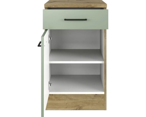 Schrank mit Schublade und Tür mit Regalböden