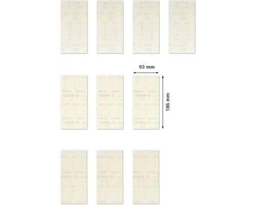 Mehrere Schleifpapierblätter mit den Maßen 93 mm x 186 mm