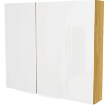 Weißer Badezimmerschrank mit zwei Türen und Holzrahmen