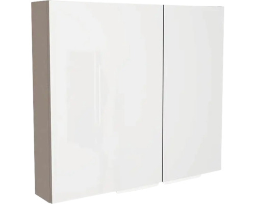 Spiegelschrank Devo Vena 2.0 2-türig 80x15x70 cm links mit Griff chrom stone grey