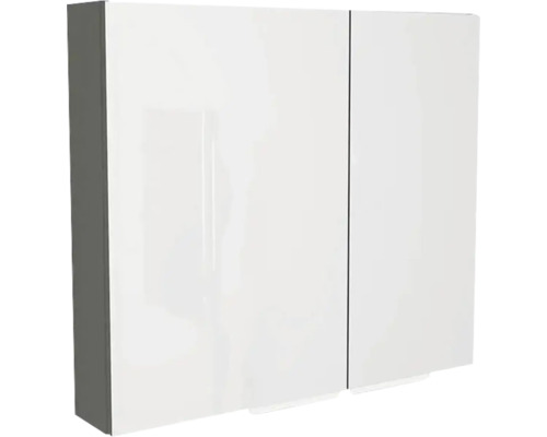 Spiegelschrank Devo Vena 2.0 2-türig 80x15x70 cm links mit Griff chrom stone grey