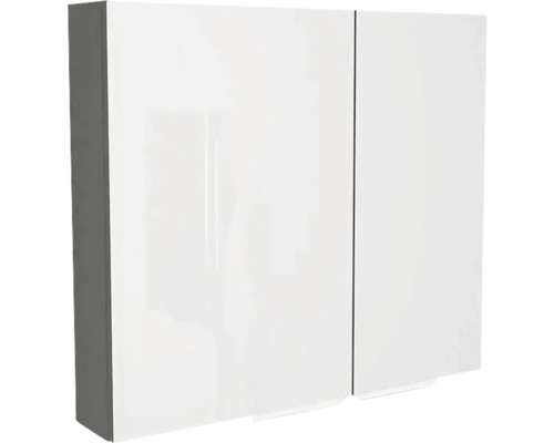 Spiegelschrank Devo Vena 2.0 2-türig 80x15x70 cm links mit Griff chrom stone grey