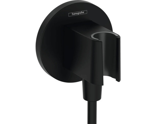 Hansgrohe Logo auf einer schwarzen Brausehalterung