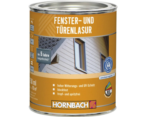 Dose Fenster- und Türenlasur von Hornbach mit Wetterschutz und UV-Schutz