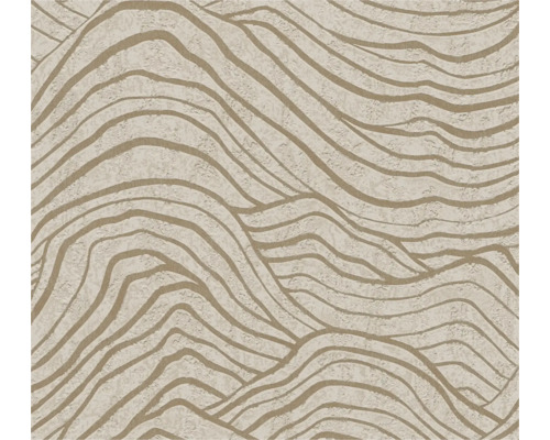 Vliestapete 39507-1 3D Wellenmuster beige-gold Tapete mit gewelltem Streifenmuster