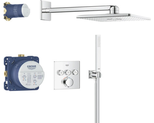 Unterputz-Brausemischer Grohe Quickfix Precision Smart Control chrom 34875000 Grohe Regendusche mit Kopfbrause, Handbrause und Thermostat