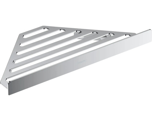 Eckregal aus Metall mit Schlitzen zur Aufbewahrung im Badezimmer