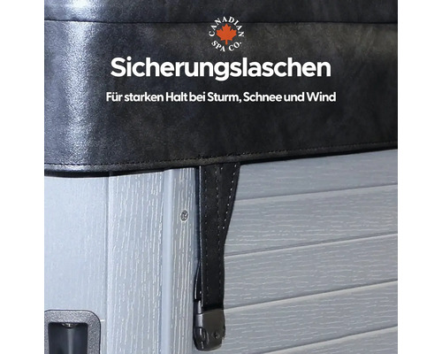 Sicherungslaschen einer Whirlpoolabdeckung für sicheren Halt