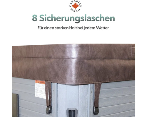 Abdeckung eines Whirlpools mit acht Sicherungslaschen