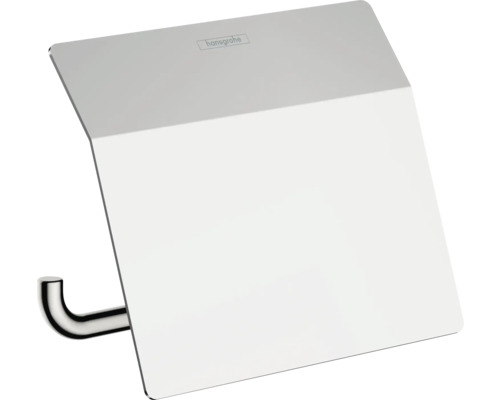 Toilettenpapierhalter mit Deckel hansgrohe AddStoris chrom glänzend 41753000 Hansgrohe Toilettenpapierhalter mit Ablage