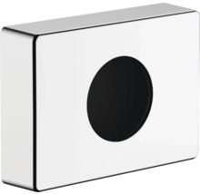 Rechteckige, glänzende Rosette mit runder Aussparung für Badezimmerarmaturen