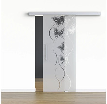 Pertura Glasschiebetür Komplettset Glera Butterfly 02 1025x2050 mm Rechts inkl. Beschlag Selir Aluminium natur,Stangengriff
