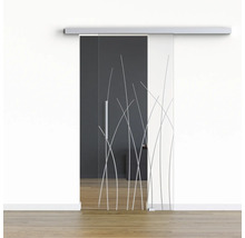 Pertura Glasschiebetür Komplettset Glera Reeds 01 775x2175 mm Rechts inkl.Beschlag Selir Aluminium natur,Stangengriff
