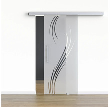 Pertura Glasschiebetür Komplettset Glera Essence 02 900x2050 mm Rechts inkl. Beschlag Selir Aluminium natur,Stangengriff