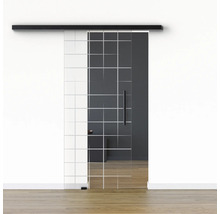 Pertura Glasschiebetür Komplettset Glera Mesh 01 900x2050 mm Links inkl. Beschlag Selir Aluminium schwarz,Stangengriff