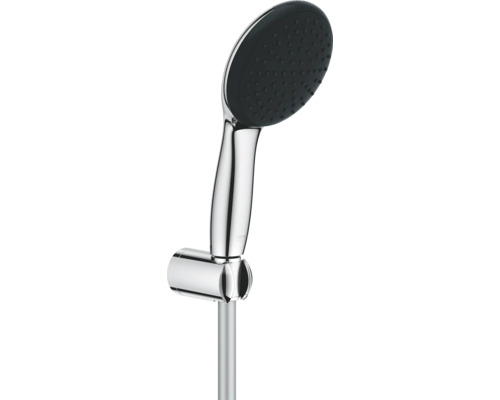 Handbrause Set Grohe Quickfix Vitalio Start 110 I rund Ø 11 cm chrom 27944001 Handbrause aus Chrom mit schwarzer Brausefläche