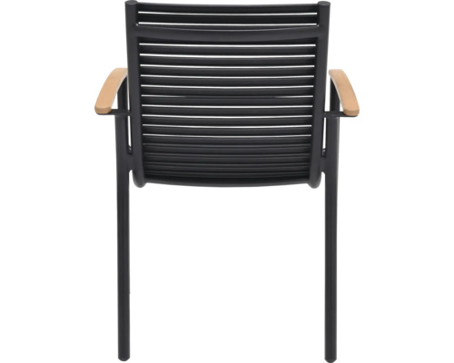 Gartenstuhl mit Armlehnen aus Holz, Gestell aus Metall