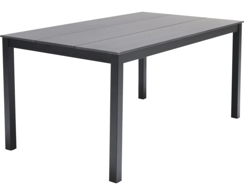 Gartentisch GARDEN PLACE Lili 150 x 88,7 x 75 cm anthrazit mit Tischplatte aus Kunststoff, pulverbeschichtetes Aluminiumgestell, bis zu 6 Sitzplätze Rechteckiger Gartentisch mit Tischplatte aus drei Elementen