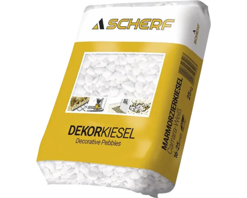 Zierkies Marmor 16-25 mm 25 kg Carrara-Weiß Scherf Dekorkiesel Marmorzierkiesel Carrara-Weiß, 16 bis 25 mm, 25 kg Sack