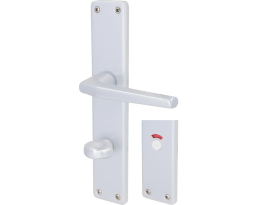 Beschlagset WC+ Bad Riegel Langschild Alpertec Tanja Aluminium F1 alu eloxiert Türbeschlagset mit Drehknopfverriegelung und Besetztanzeige