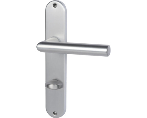 Beschlagset WC+ Bad Riegel Langschild Alpertec Randy Aluminium F1 alu eloxiert Türbeschlag aus Metall mit Griff und Schloss