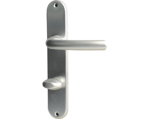 Beschlagset WC+ Bad Riegel Langschild Alpertec Marcy Aluminium F1 alu eloxiert Türgriff mit Langschild