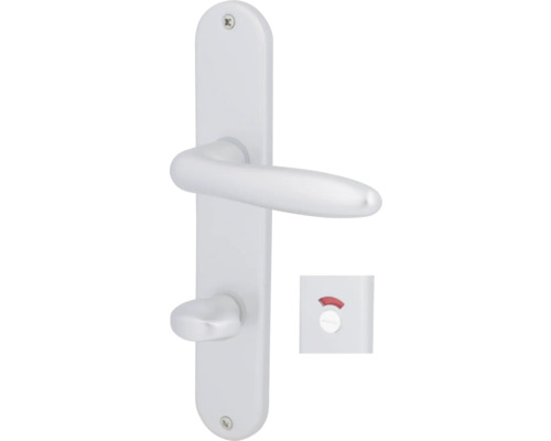 Beschlagset WC+ Bad Riegel Langschild Alpertec Ray II Aluminium F1 alu eloxiert Türbeschlag mit Drehknopfverriegelung und Besetztanzeige