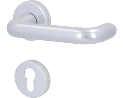 Beschlagset Profilzylinder PZ Rosette Alpertec Ursula Aluminium F1 alu eloxiert Türdrückergarnitur mit Schlüsselrosette