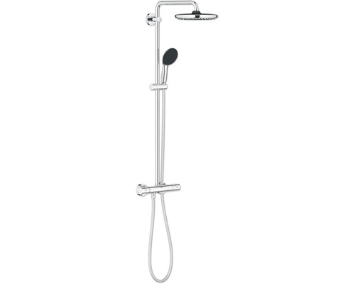 Duschsystem mit Kopfbrause, Handbrause und Thermostatmischer
