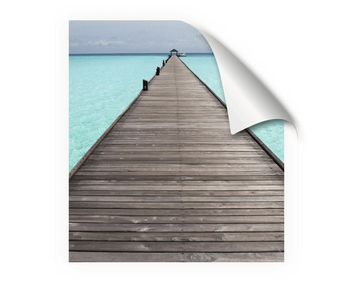 Wandsticker mit Motiv eines Holzstegs über dem Meer