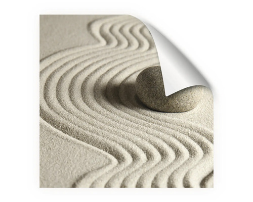 Wandaufkleber mit Zen Garten Motiv mit Sand und Stein