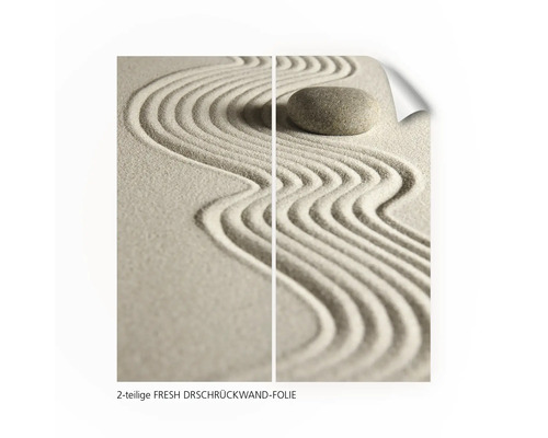 Zweiteilige FRESH Rückwandfolie mit Sand und Stein