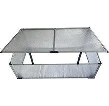Frühbeet mit Aluminiumrahmen und transparenten Wänden.