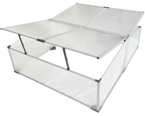 Frühbeet mit geöffnetem Deckel für den Garten