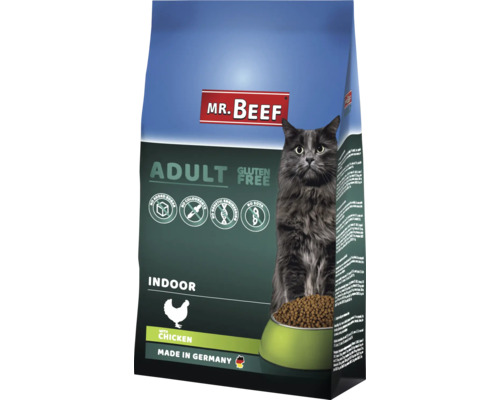 Katzenfutter trocken MR.BEEF Indoor 10 kg Huhn ohne Gentechnik, ohne industriellen Zuckerzusatz, ohne Farbstoffe, ohne Soja Hergestellt in Deutschland