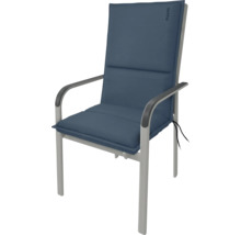 Gartenstuhl mit blauer Sitzauflage