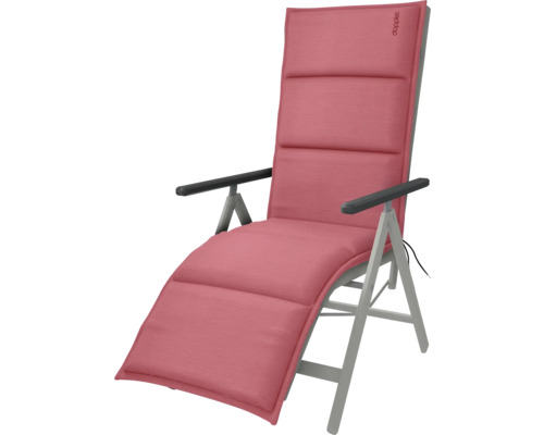 Gartenliege mit roter Polsterauflage