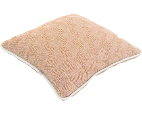 Quadratisches Zierkissen mit geometrischem Muster und Paspel
