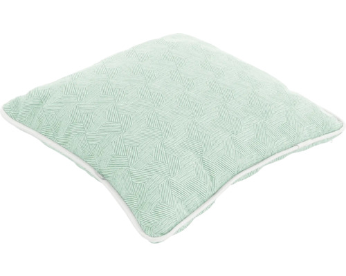 Quadratisches Kissen mit geometrischem Muster und Paspel