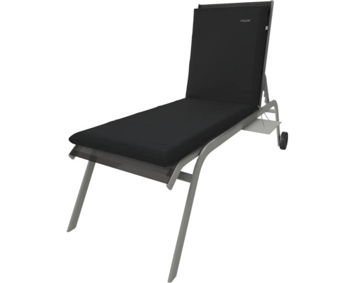 Sonnenliege mit Aluminiumgestell und schwarzer Auflage