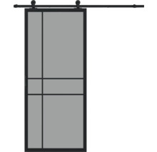 Schiebetür mit Metallrahmen und linearem Design