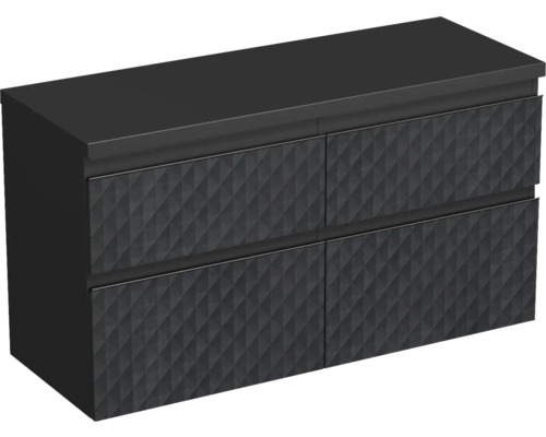 Waschtischunterschrank Jungborn Trenta 116,7x64,6x44,5 cm schwarz matt TRE DESK 120D 4Z B U129