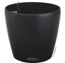 Schwarzer Pflanztopf mit Wasserstandsanzeige